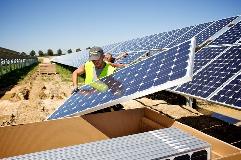 solar panels in community solar garden